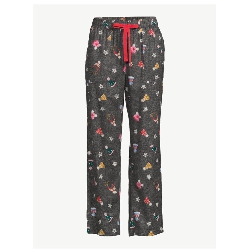 Joyspun Women's Print Flannel Sleep Pants, Size Small